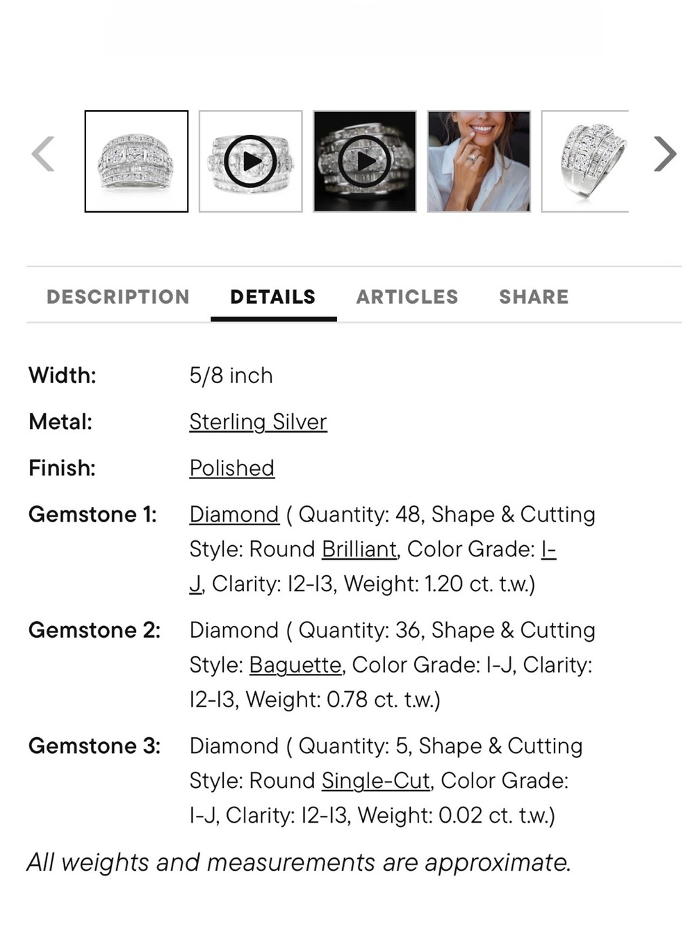 Ross-Simons 2.00ctw Baguette & Round Diamond 925 Silver Multi-Row Ring Size 10 - Picture 14 of 16